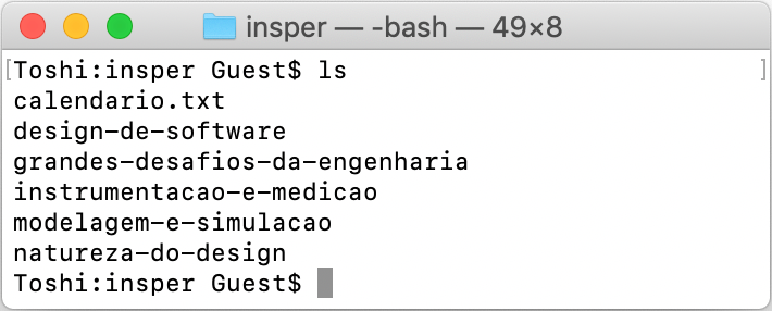 Verificando que estamos na pasta <code>insper</code>