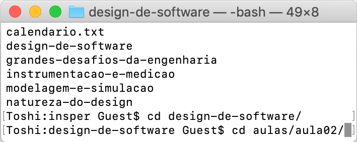 Podemos usar o comando <code>cd</code> com um caminho mais longo