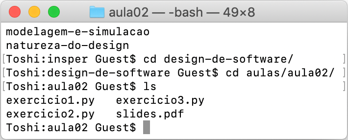 Resultado do comando <code>ls</code> na pasta <code>insper/design-de-software/aulas/aula02</code>