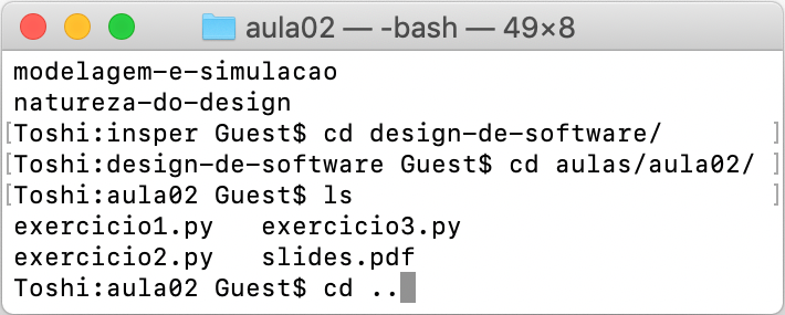 Usando o <code>cd ..</code> para subir um nível