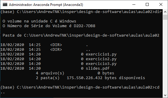 Usando o <code>cd ..</code> para subir um nível