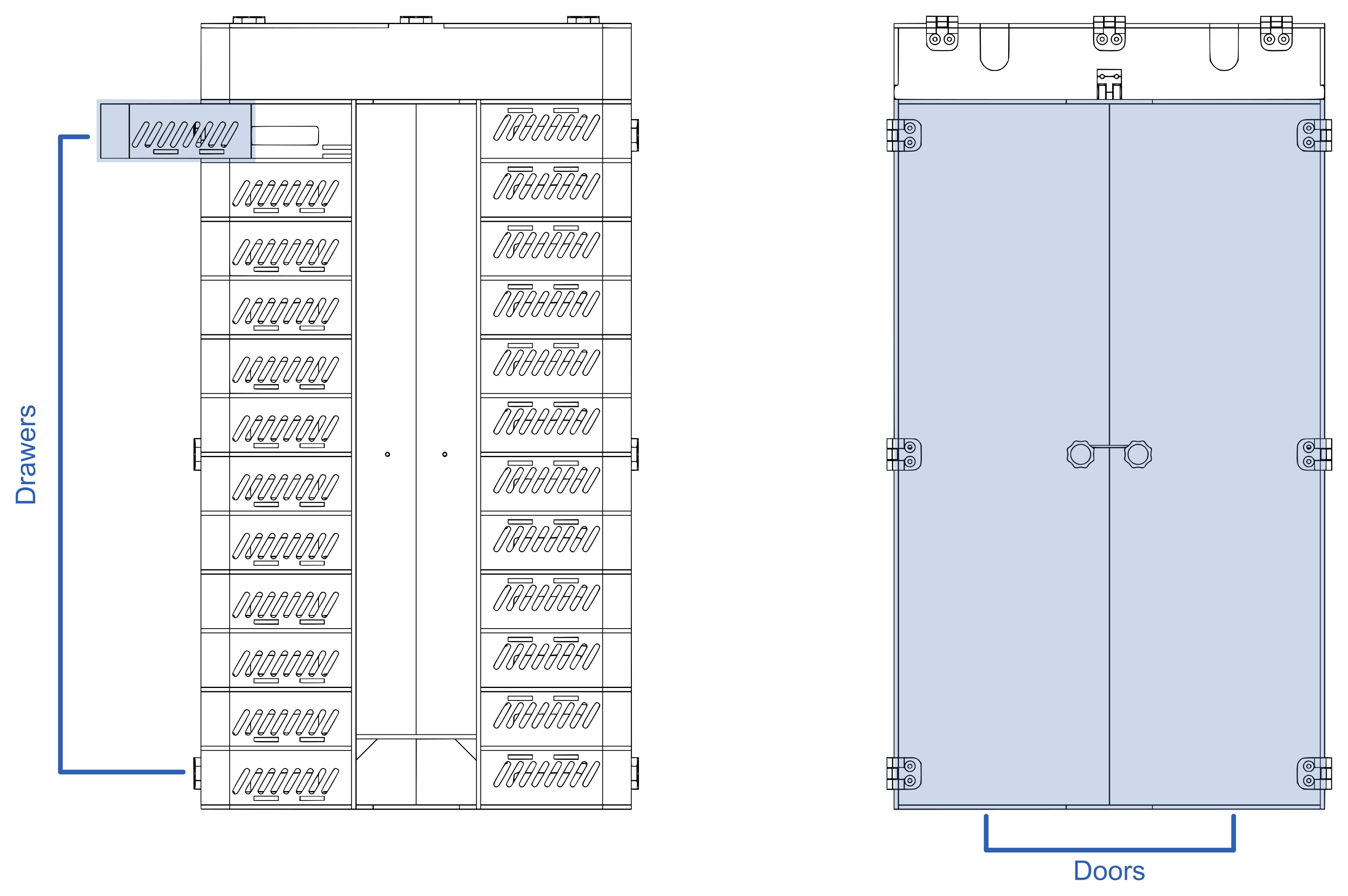 Cluster front and back view